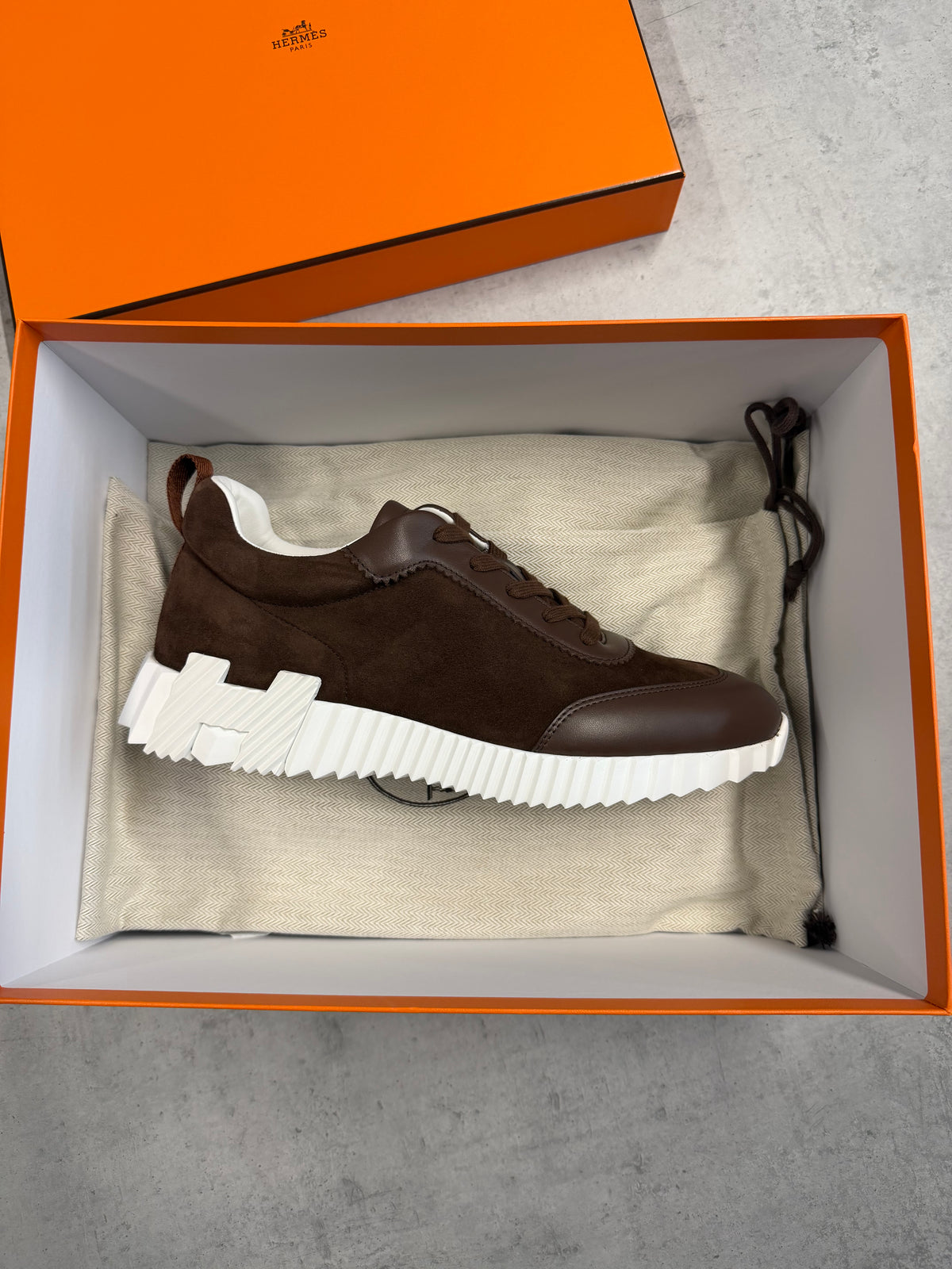 HERMES - BROWN SUEDE - UK7